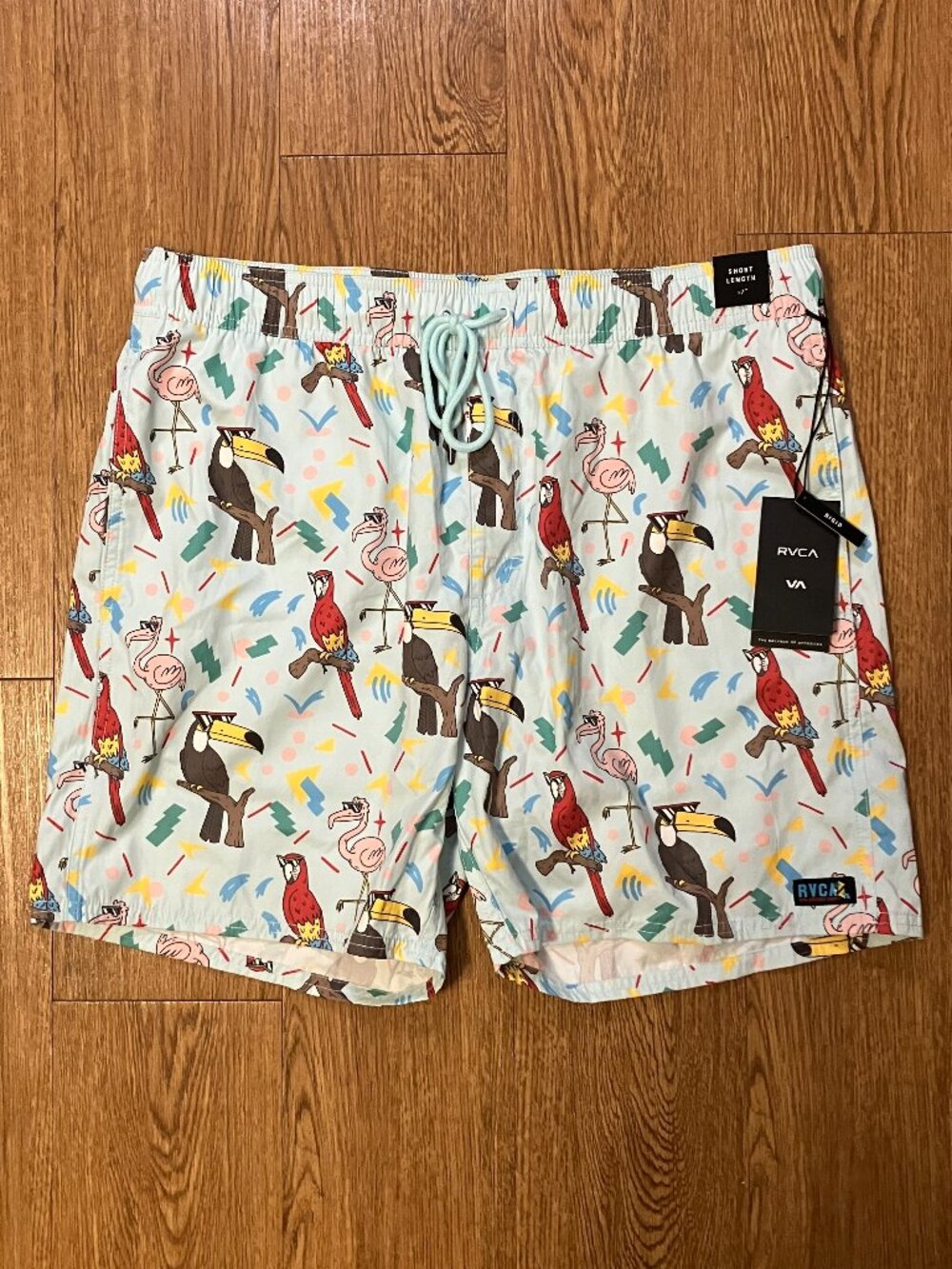 NWT RVCA Swim Trunks Luke Pelletier Flamingo Parrot Toucan Board Shorts